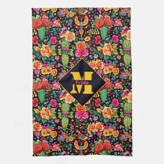 With monogram Viva la Cocina  Tea Towel (Vertical)