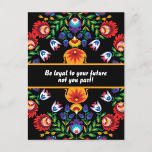 With motivation Awesome polish Folk Wycinanki Postcard