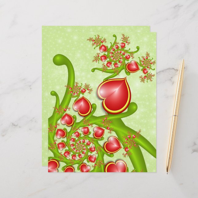 With much Love Red Yellow Hearts Fractal Art (Front/Back In Situ)