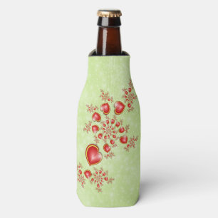 With much Love Red Yellow Hearts Fractal Art Bottle Cooler