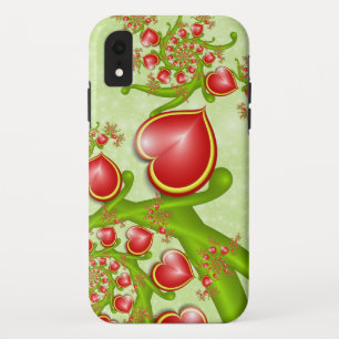With much Love Red Yellow Hearts Fractal Art iPhone XR Case