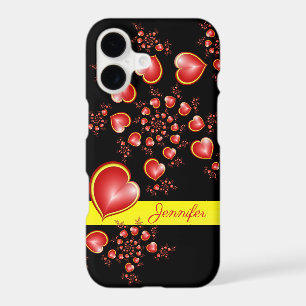 With much Love Red Yellow Hearts Fractal Art Name