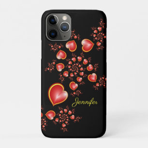 With much Love Red Yellow Hearts Fractal Art Name iPhone 11 Pro Case