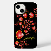 With much Love Red Yellow Hearts Fractal Art Name