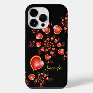 With much Love Red Yellow Hearts Fractal Art Name iPhone 14 Pro Max Case