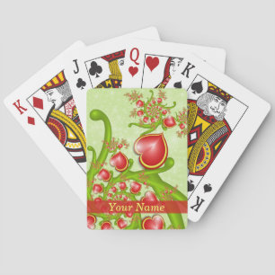 With much Love Red Yellow Hearts Fractal Art Name Playing Cards