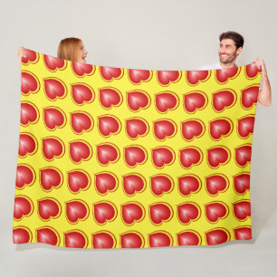 With much Love Red Yellow Modern Hearts Pattern Fleece Blanket