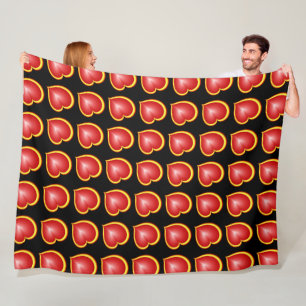With much Love Red Yellow Modern Hearts Pattern Fleece Blanket