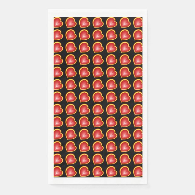 With much Love Red Yellow Modern Hearts Pattern Napkin (Front)