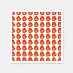 With much Love Red Yellow Modern Hearts Pattern Napkin