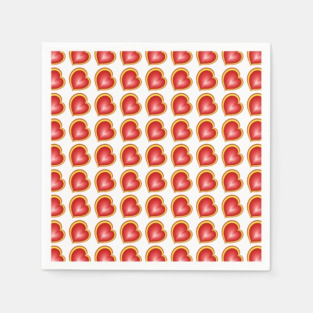 With much Love Red Yellow Modern Hearts Pattern Napkin (Front)