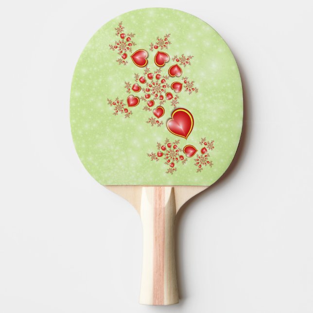 With much Love Red Yellow Modern Hearts Pattern Ping Pong Paddle (Front)