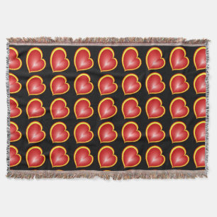 With much Love Red Yellow Modern Hearts Pattern Throw Blanket