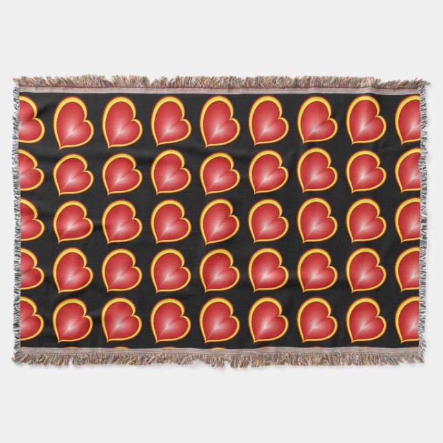With much Love Red Yellow Modern Hearts Pattern Throw Blanket (Front)