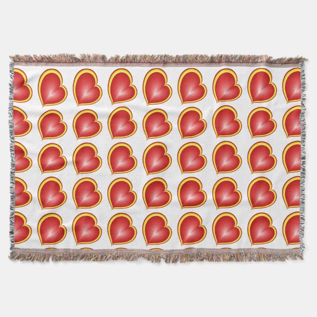 With much Love Red Yellow Modern Hearts Pattern Throw Blanket (Front)