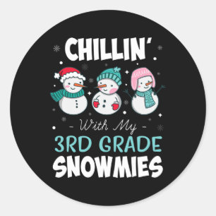 With My 3rd Grade Snowmies Teacher Christmas Gift Classic Round Sticker