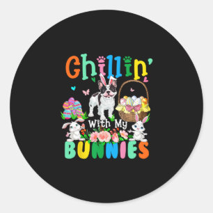 With My Bunnies Easter Day Bunnies French Bulldog  Classic Round Sticker