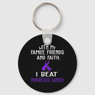 With my Family and Faith I Beat PANCREATIC CANCER  Key Ring