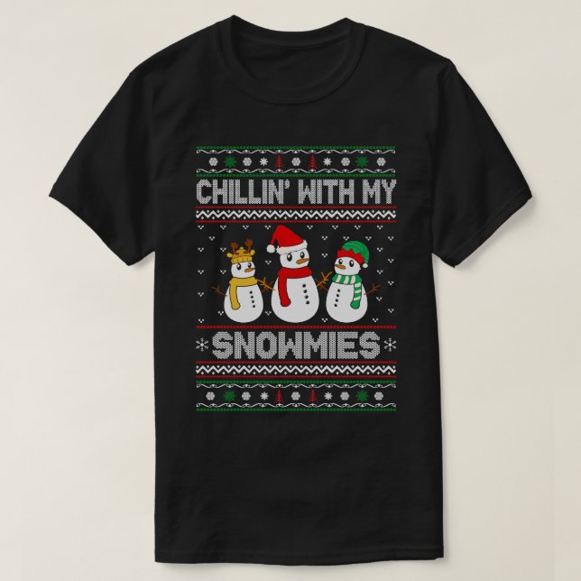 With My Snowmies Funny Ugly Christmas Pajama Xmas  T-Shirt (Design Front)