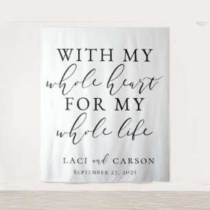 With My Whole Heart Wedding Backdrop Tapestry