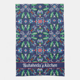 With name 💙 Beautiful Blue Iznik Turkish tiles Tea Towel