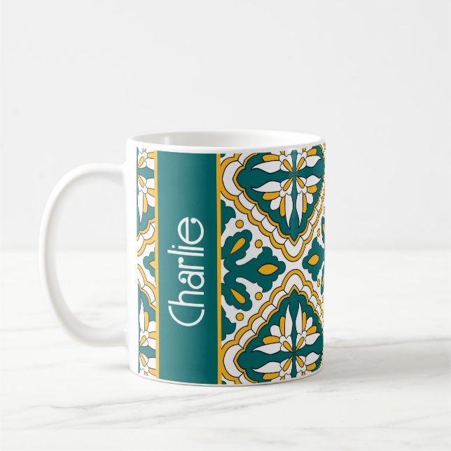 With name💛💚 Beautiful Moroccan tiles  Coffee Mug (Left)