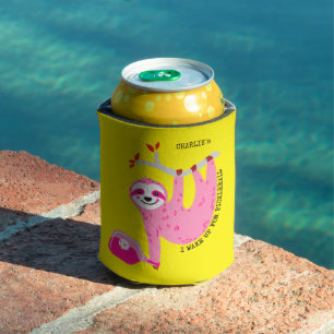 With name 🦥 Cute Pink pickleball sloths 🦥 Can Cooler