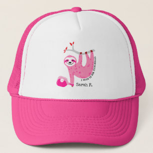 With name🦥 Cute Pink pickleball sloths 🦥 Trucker Hat