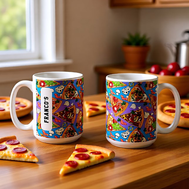 With name Funny pizza slices Coffee Mug (With name Funny pizza slices Coffee Mug)