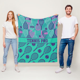 With name Minty and purple tennis rackets Fleece Blanket