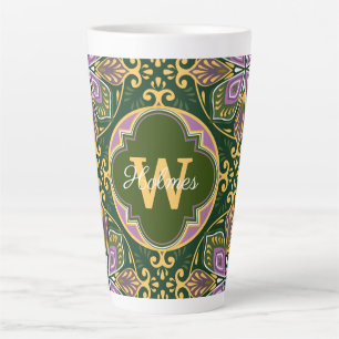 With name Olive and lavender Azulejos Latte Mug