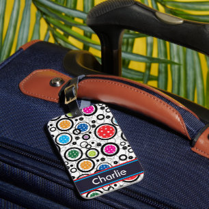 With name Pattern with Pickleballs Luggage Tag