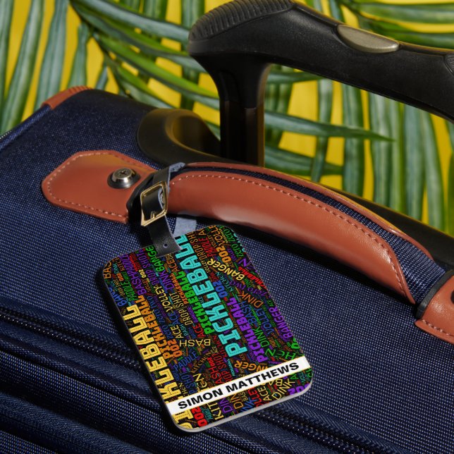 With name Pickleball lettering Luggage Tag (Front Insitu 1)