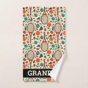 With name 🎾Vintage Tennis Delight🎾 Hand Towel