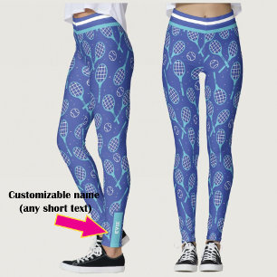 With name💙🎾blue tennis🎾pattern leggings