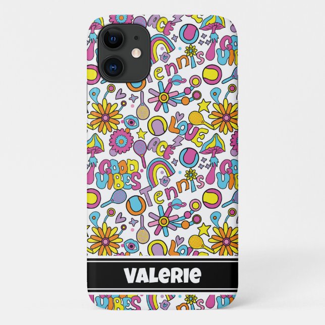With name🎾groovy pastel tennis Case-Mate iPhone case (Back)