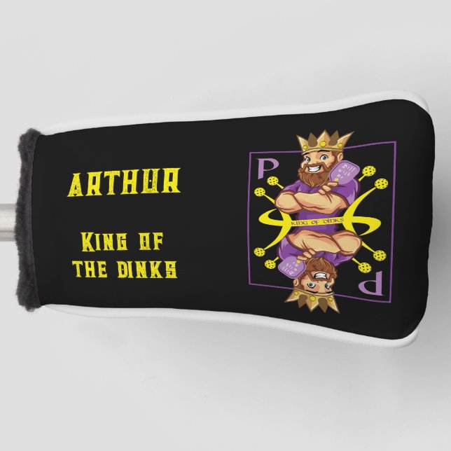 With name👑King of dinks - pickleball  Golf Head Cover (Front)