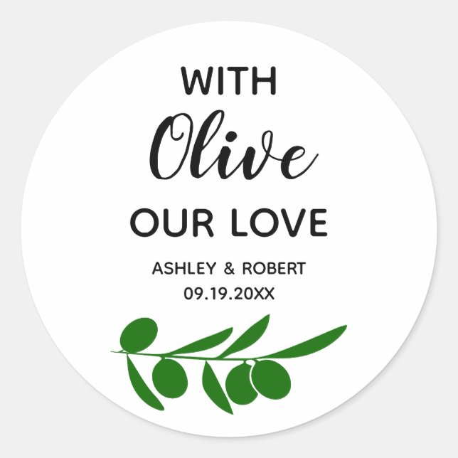 With Olive Our Love, Olive Oil Circle Stickers (Front)