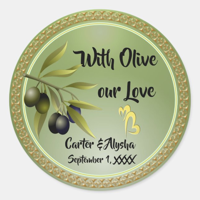 With Olive our Love Personalised  Classic Round Sticker (Front)