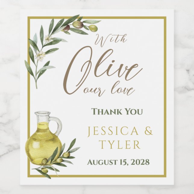 With Olive Our Love Wedding Bottle Label OL002wn (Single Label)