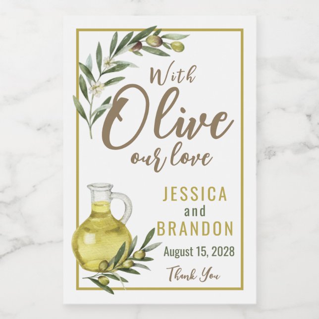 With Olive Our Love Wedding Bottle Label OL004tr (Single Label)