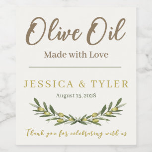 With Olive Our Love Wedding Bottle Label OL009wn