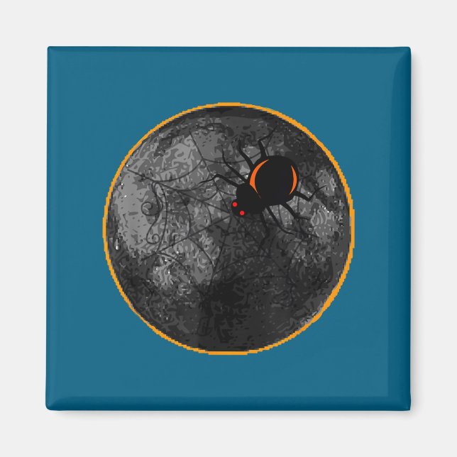 With On Spider Web Arachnid Moon Solar Magnet (Front)