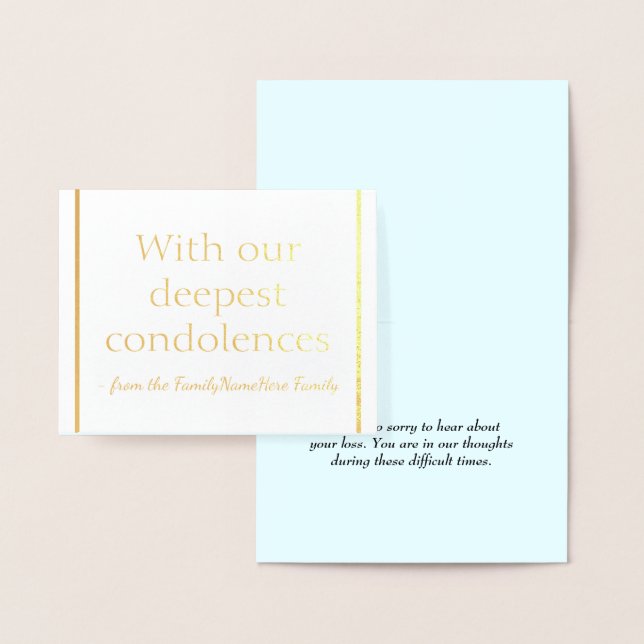 "With our deepest condolences" Sympathy Card (Display)