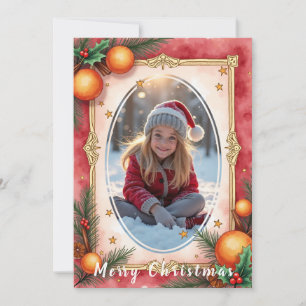 With own photo Snowy Starburst Keepsake Holiday Card
