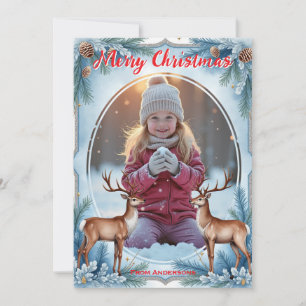 With own photo Winter Whimsy Duo Holiday Card