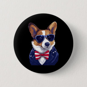 With Patriotic Usa Flag American Independence Day 6 Cm Round Badge