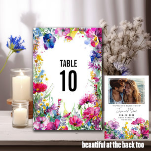 With Photo 2 sided Meadow Blooms Table Number