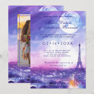 With PHOTO at back Amour Éternel à la Parisienne Invitation