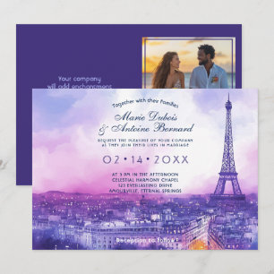 With PHOTO at back Amour Éternel à la Parisienne Invitation